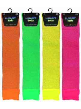 Neoninių spalvų blizgios kojinės su liureksu
